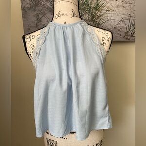 Kendall and Kylie lace trim light blue halter top, size XS